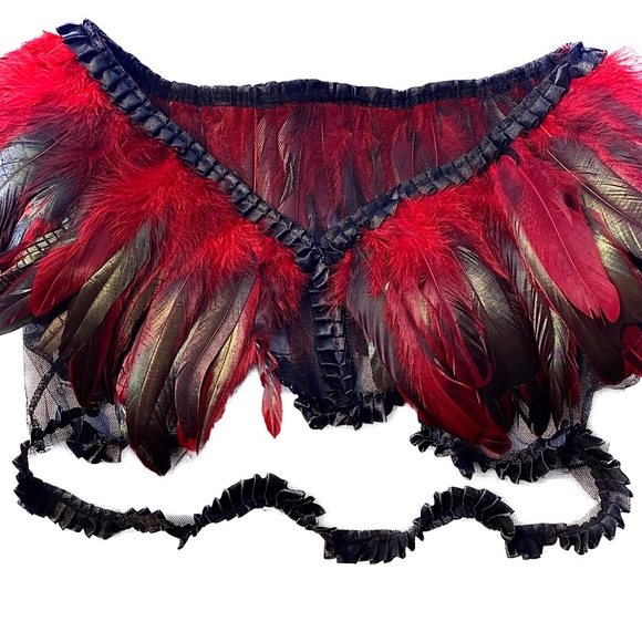 Rooster Feathers Shawl Mini Bolero Jacket- OS - Picture 4 of 5